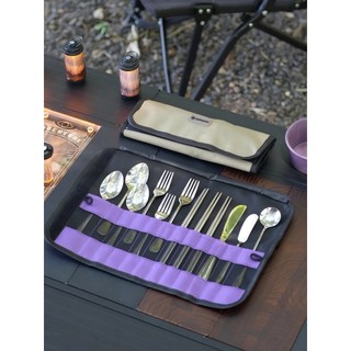Acampamento ao ar livre churrasco utensílios de mesa saco de armazenamento talheres pendurado saco de rolo de talheres d