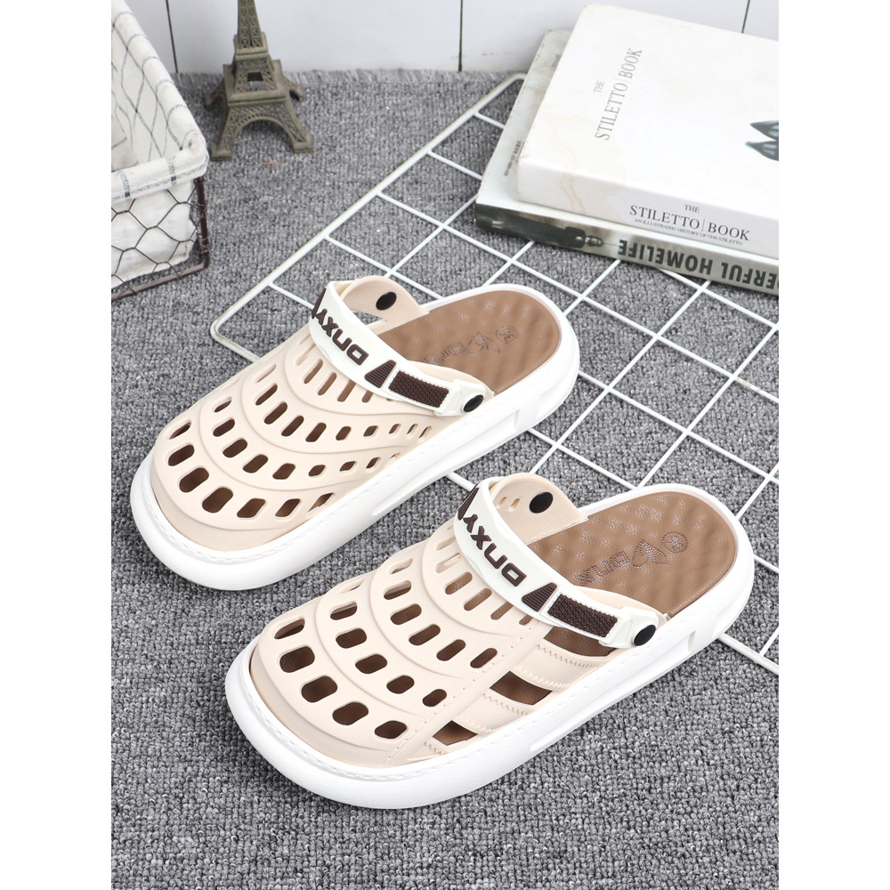 Baotou sandálias chinelos buraco sapatos femininos verão exterior Wear antiderrapante sola macia oco respirável praia Al