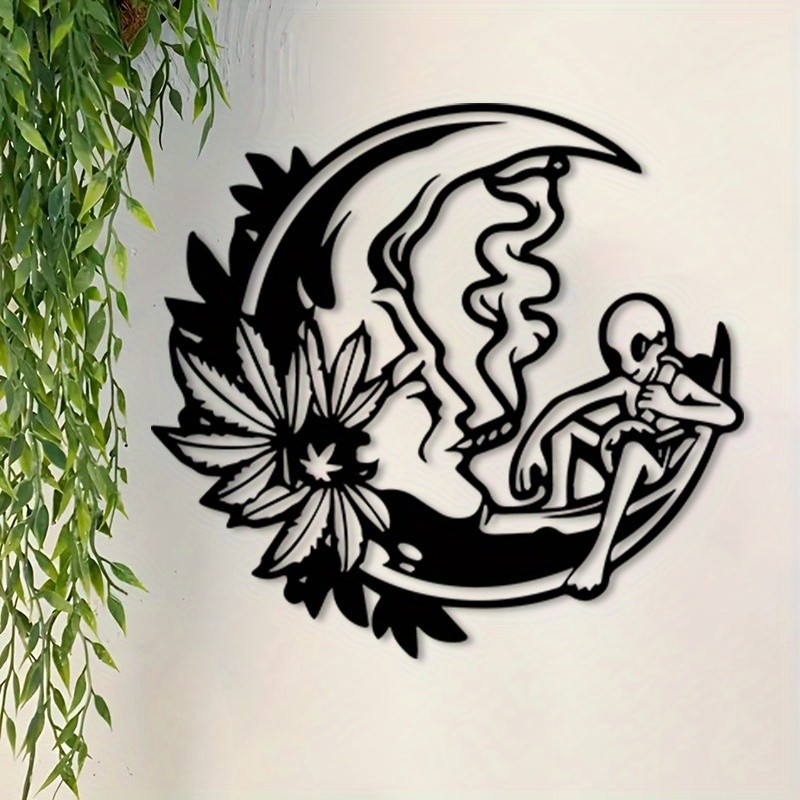 CIFbuy Retro Sci-fi Bohemian Moon Alien Metal Wall Art Estátua De Ferro Decoração De Casa Presente