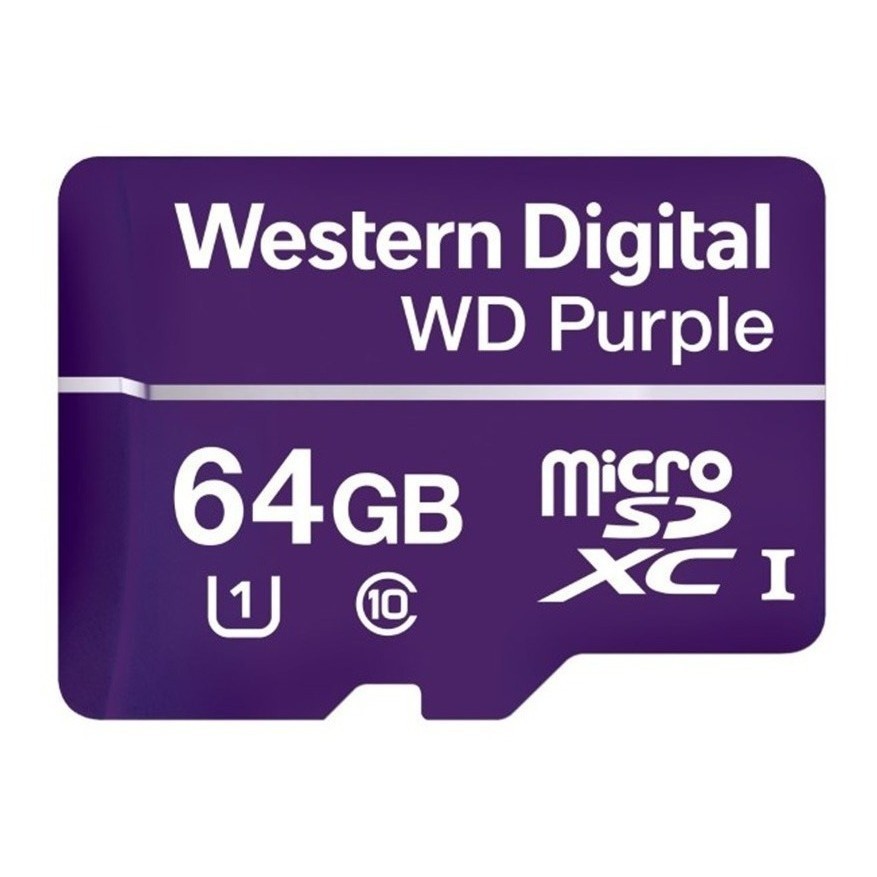 Cartão de Memória MicroSD 64GB Western Digital Intelbras WD Purple para Segurança Eletrônica