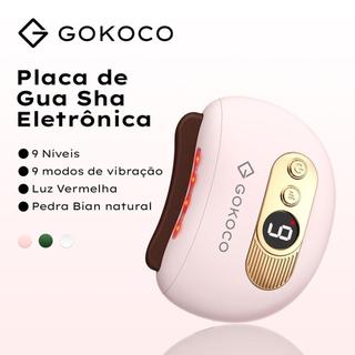 GOKOCO Massageador Elétrico Gua Sha Facial e Corporal Pedra Bian com Luz Vermelha, Aquecimento e Vibração 9 Níveis