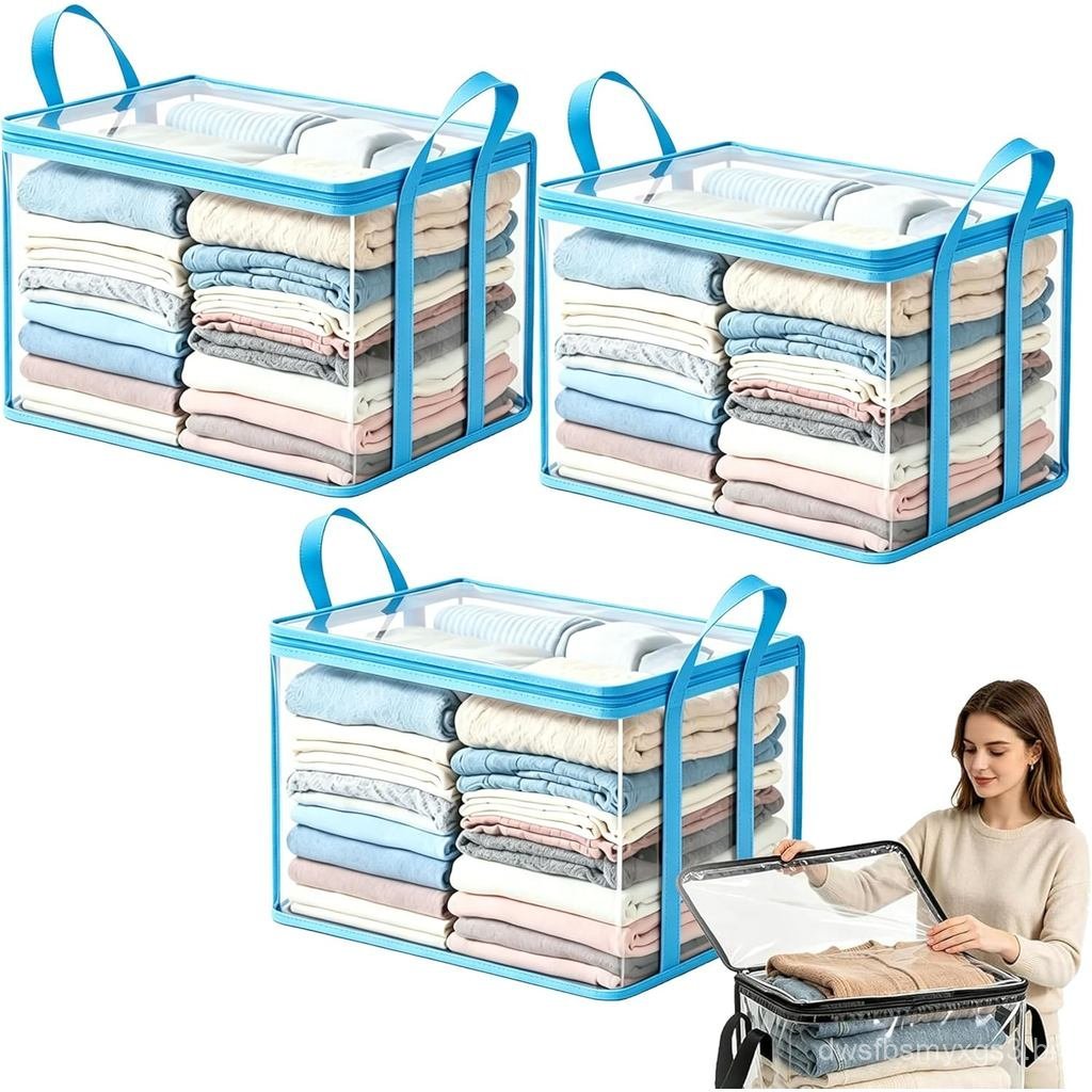 Grande Saco de Armazenamento Transparente de Plástico Resistente e Espesso para Roupas, Caixa de Armazenamento de Plásti