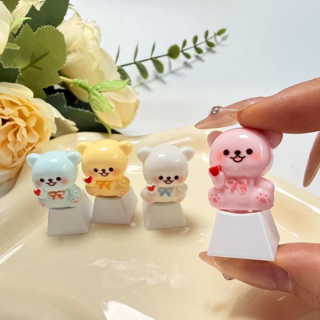 Keycaps Feitos À Mão Perfil Cereja R4 Bonito Urso Tampas Chave Eixo Cruz Teclado Mecânico ESC Keycap Acessórios Para PC