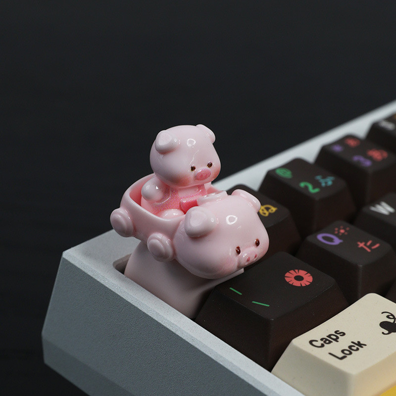 Fliggy Teclado Mecânico Keycaps Personalizado Bonito Porco Rosa Cruz Axial Alívio Do Estresse Decorações Keycap