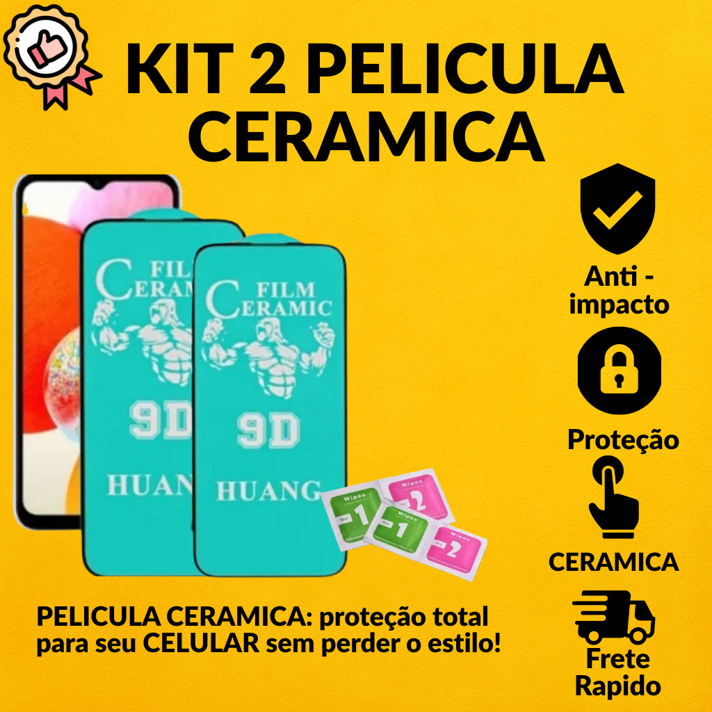 Kit 2 Películas de CerâmicaS24/Plus/Ultra,S25/ Ultra,/FE J5 Prime,J7 Prime,J8,J4 Plus,J6 Plus,S10 E,S25 Edge