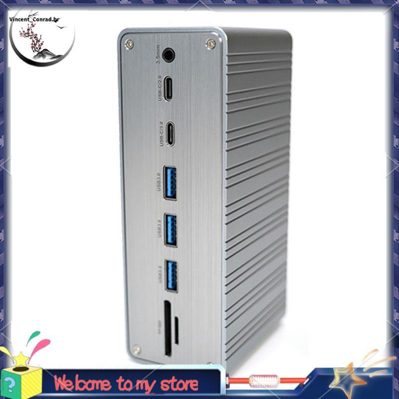 USB-C 3.0 Hub Docking Station 13 Em 1 Desktop Multi-Interface Expansion Dock Com Carregamento PD De 100 W E Leitor De Ca