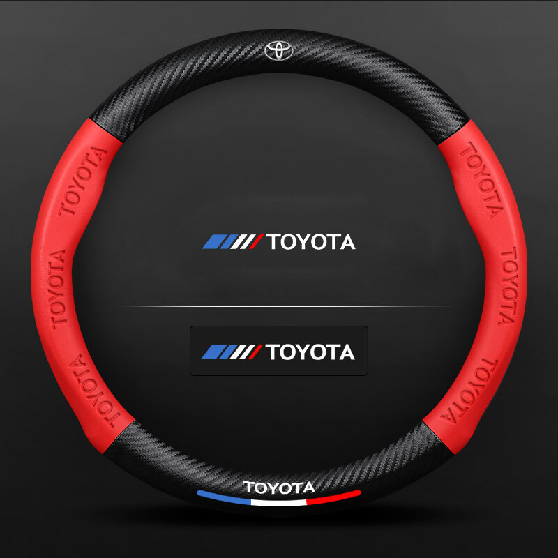 Adequado para capa de volante de couro Toyota Vios Corolla Reiz Prado Highlander, capa de guidão em fibra de carbono, pe