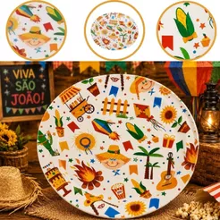 10~60 PRATO DE PAPEL FESTA JUNINA ESTAMPADO ARRAIA 18CM (SILVER) CHOCO