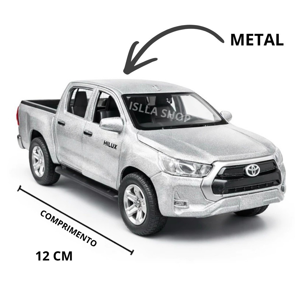 Miniatura Toyota Hilux 1:36 Metal Com Fricção Abre Portas 12cm Colecionável