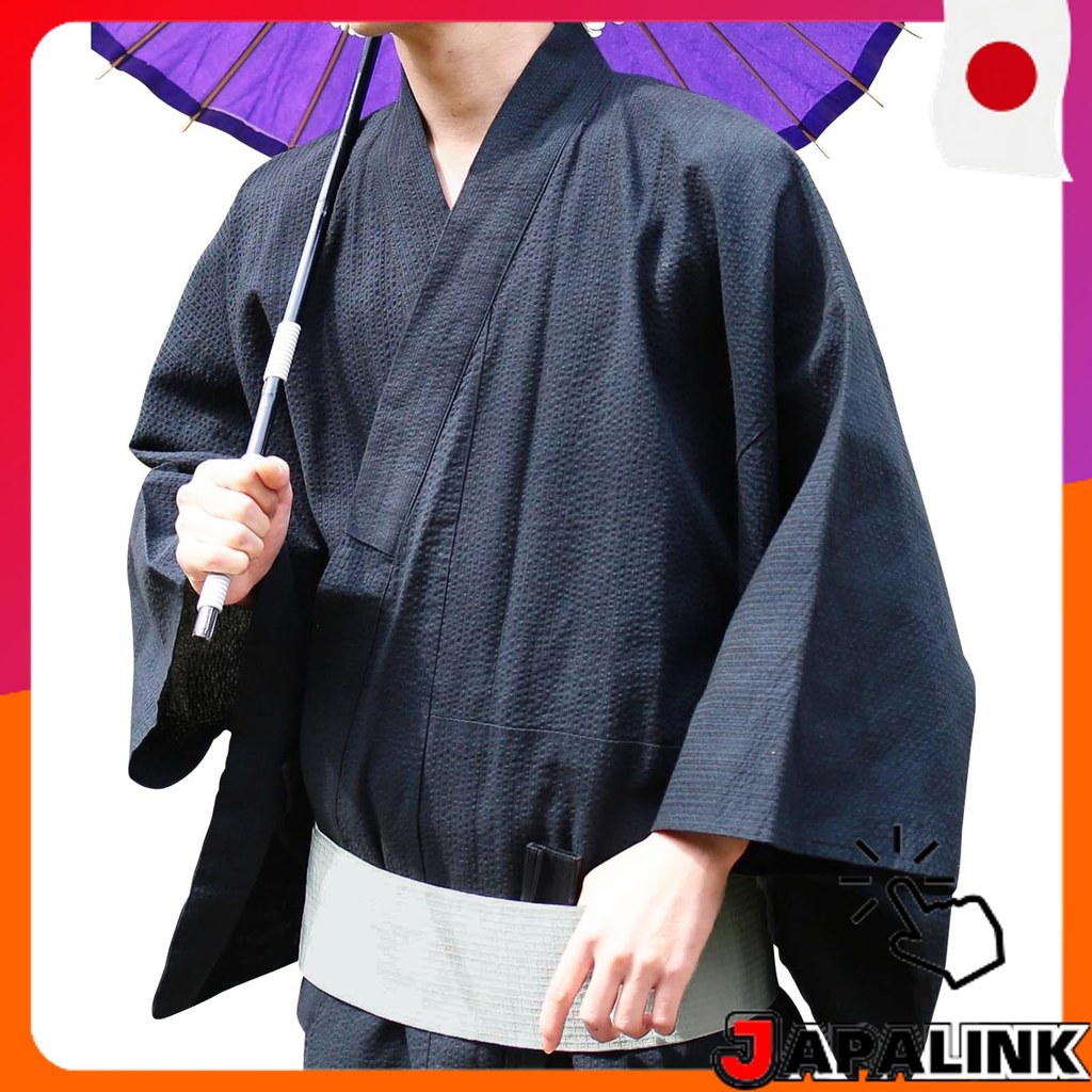 roshell Kit Yukata Masculino 6 Peças: Yukata, Obi, Geta, Bolsa, Leque, Cinto - Fácil de Vestir Verão Festival