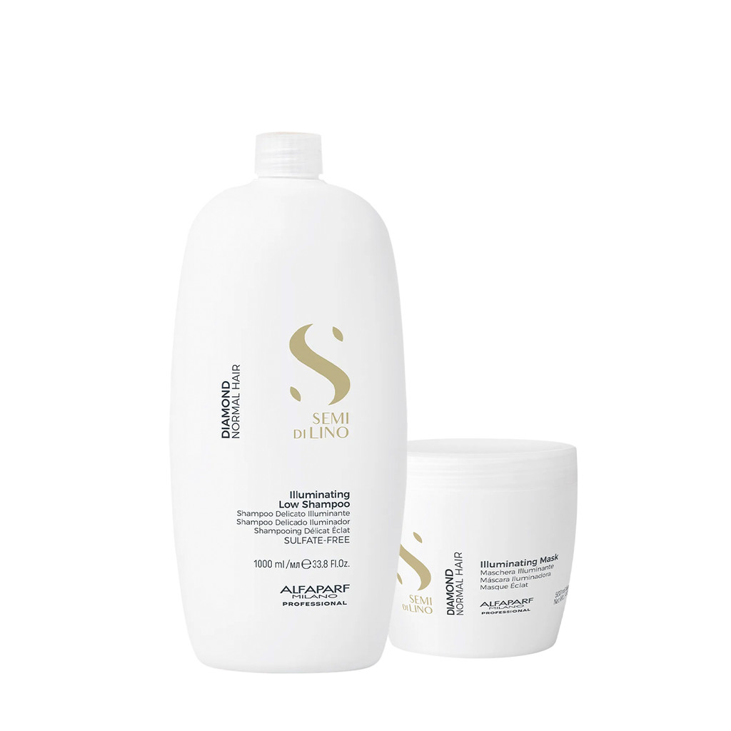 Kit Alfaparf Semi di Lino Diamond Illuminating - Limpeza Profunda e Máscara Intensiva (2 Produtos)
