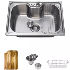 Kit Cuba p/ Cozinha Gourmet Pia Aço Inox 304 com Acessórios e Tábua de Corte Borari Pingoo