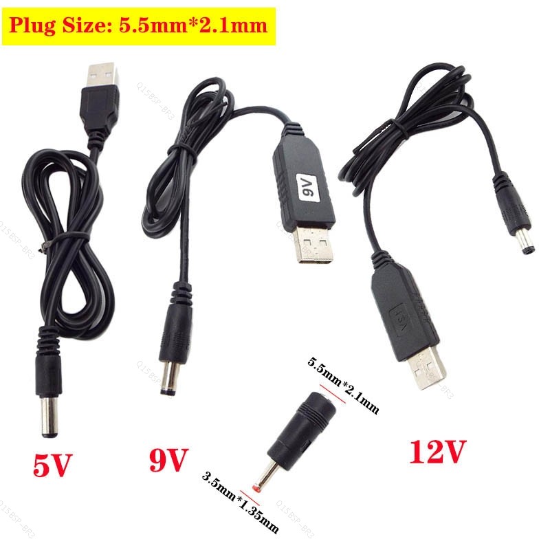 USB 5V Para DC 5V 9V 12V 3.5mm Linha De Reforço De Energia Step UP Módulo Conector Cabo Adaptador De Alimentação BR15B3