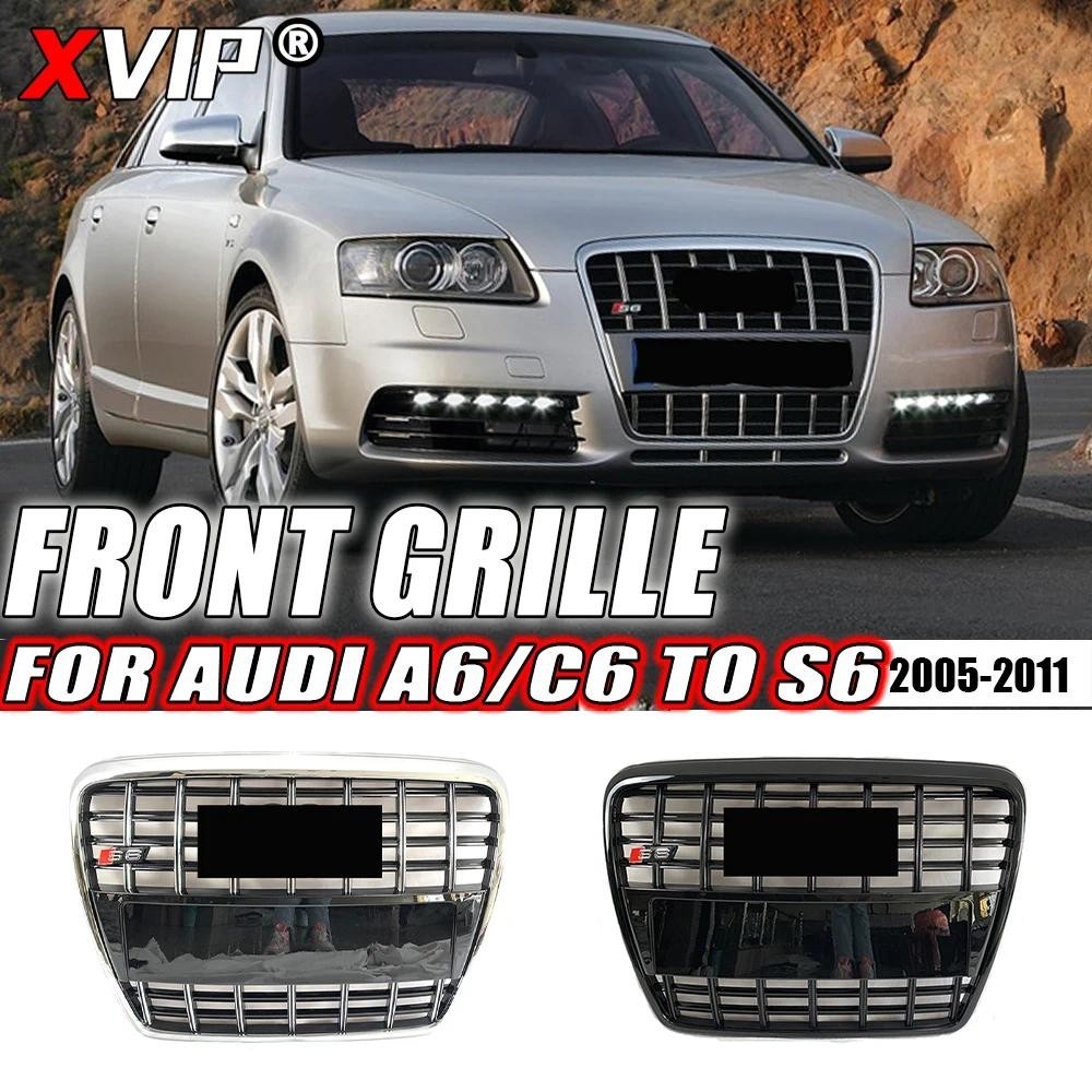 XVIP S Estilo Grade De Para-Choque Dianteiro Cromado E Preto Guarnição Grill Audi A6 S6 C6 2005-2011 A S6 Grades Superio