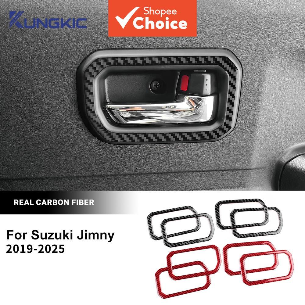 KUNGKIC Adesivos de Fibra de Carbono Macia para Porta de Carro Suzuki Jimny 2019-2025 Adesivo Moldura de Maçaneta