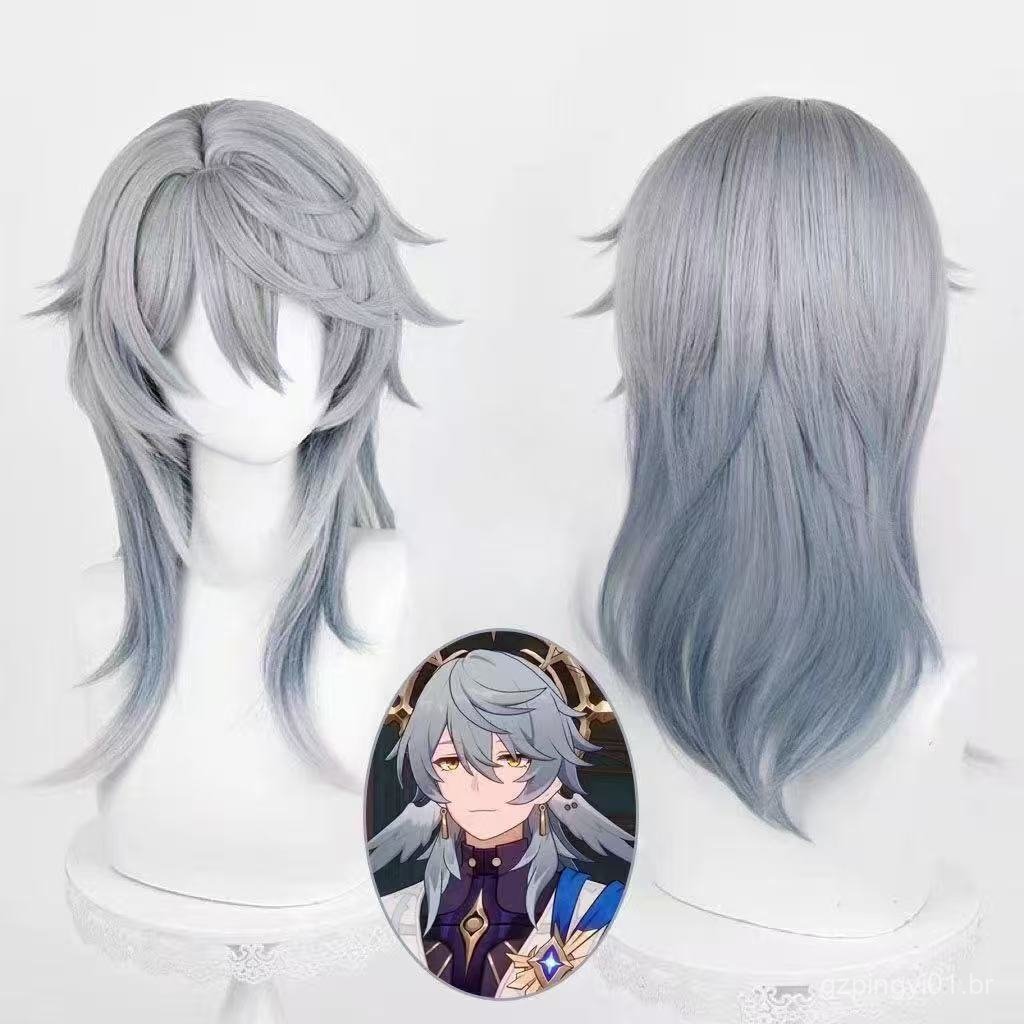 Silk Joy Honkai: Star Rail Peruca de cosplay da Sunday, topo com simulação de couro cabeludo, combinação de cores em deg