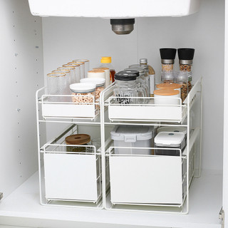 Prateleira para pia de cozinha, Rack de armazenamento de condimentos extraível, cesta embutida, prateleira em camadas