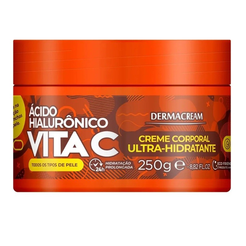 Creme Corpo Ultra-Hidratante Ácido Hialurônico e Vita C Dermacream 250gr
