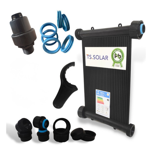 Aquecedor Solar Piscina 5.000L – 6 Placas Coletoras TS Solar 2m + Válvula Quebra-Vácuo + Kit Instalação