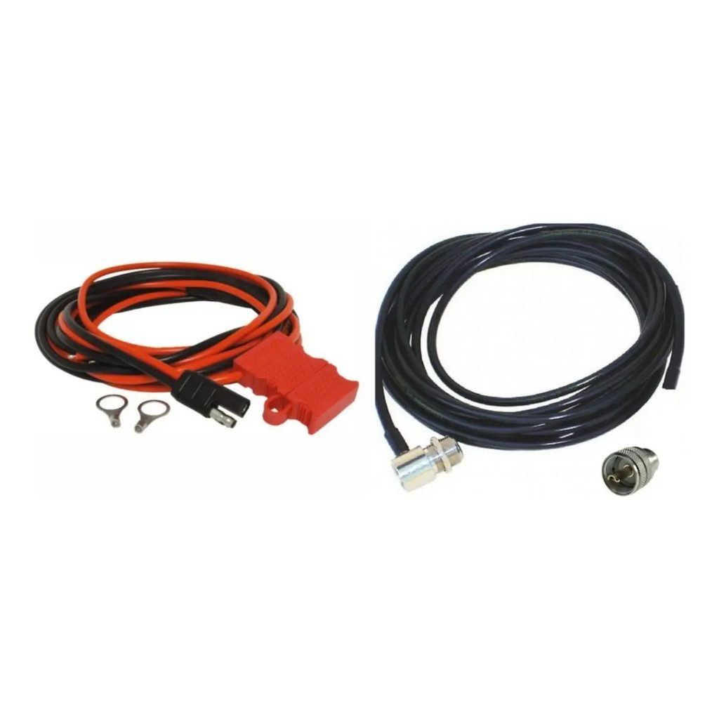 Cabo Coaxial 5m Conector Uhf Macho E Cabo Dc Para Bateria