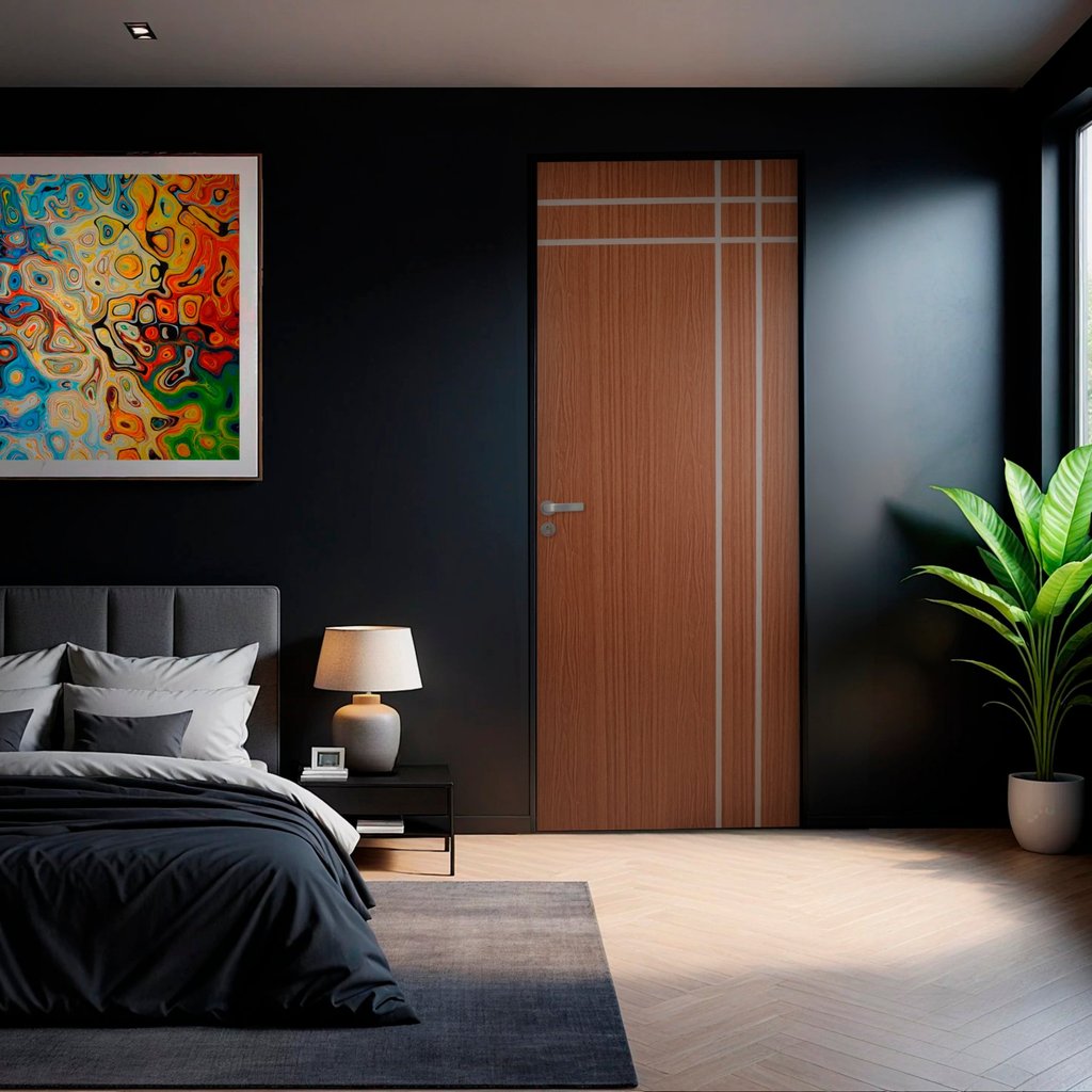Folha de Porta Madeira Decorada 210x80cm Espessura 3,5cm Mantiqueira MGM Marrom/Mogno Mogno