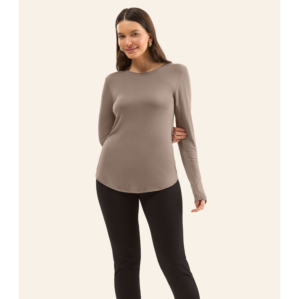 Blusa Feminina Manga Longa Visco Tricot Rovitex Marrom