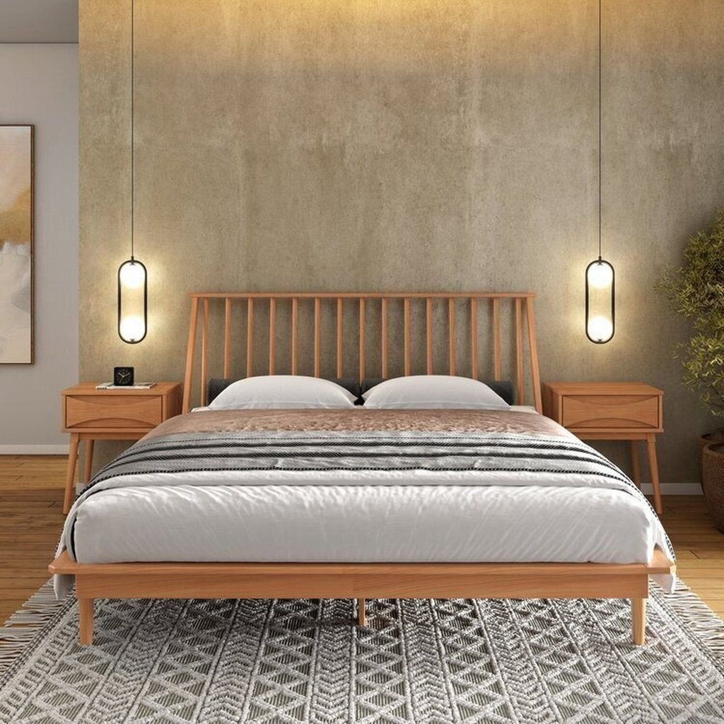 Cama Queen + 2 Mesas de Cabeceira Nordik Marrom/Caramel Caramel