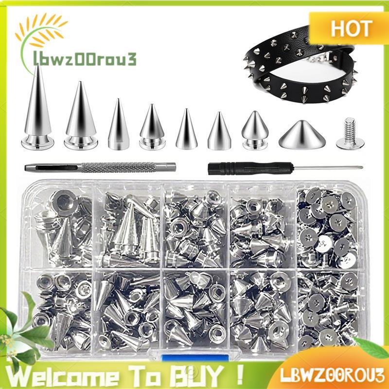 Kit De Pontas E Pinos Punk De 354 Peças-8 Tamanhos De Cone , De Espinhos De Árvore De Metal Para Couro , Roupas DIY