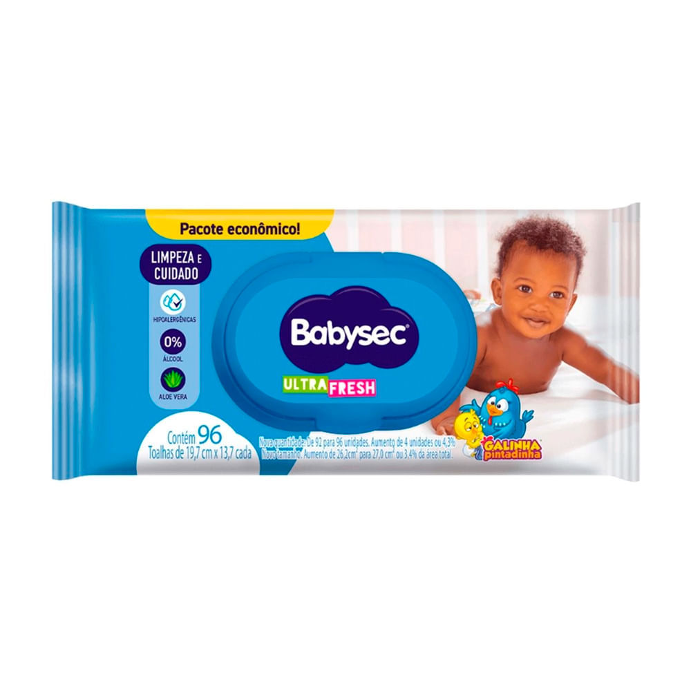 Toalhas Umedecidas BabySec Ultra Fresh com Aloe Vera 96 Unidades