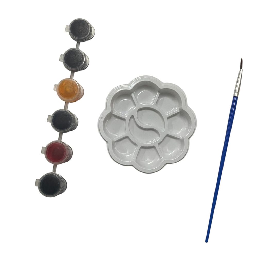 Kit Pincel Paleta e Tinta comestivel para pintura 6 cores