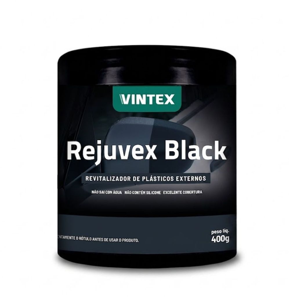 REJUVEX BLACK VINTEX 400G REVITALIZADOR RENOVADOR DE PLÁSTICOS EXTERNOS PROTEÇÃO ESTÉTICA AUTOMOTIVA