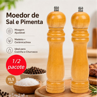 Moedores De Sal Pimenta Especiarias Em Madeira Premium-2 especificações