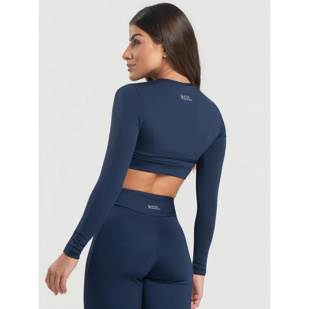 Cropped Bolero Fitness Feminino Manga Longa Recorte Balance Zero Transparência Regata Inverno · foto 2