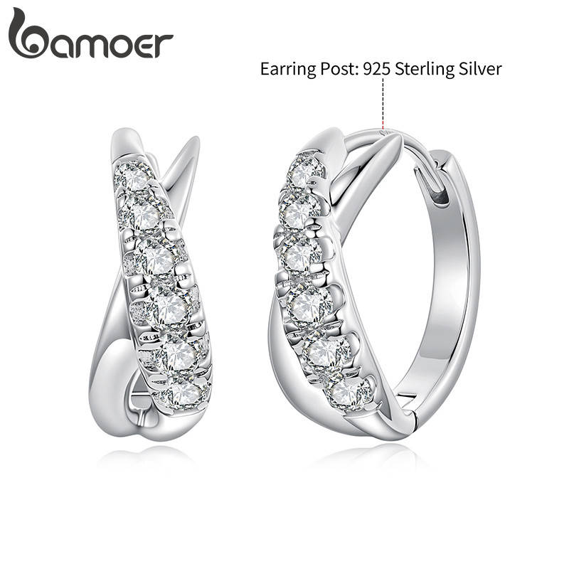 Brincos De Argola Bamoer Crossover Joias Da Moda Para Presente Feminino