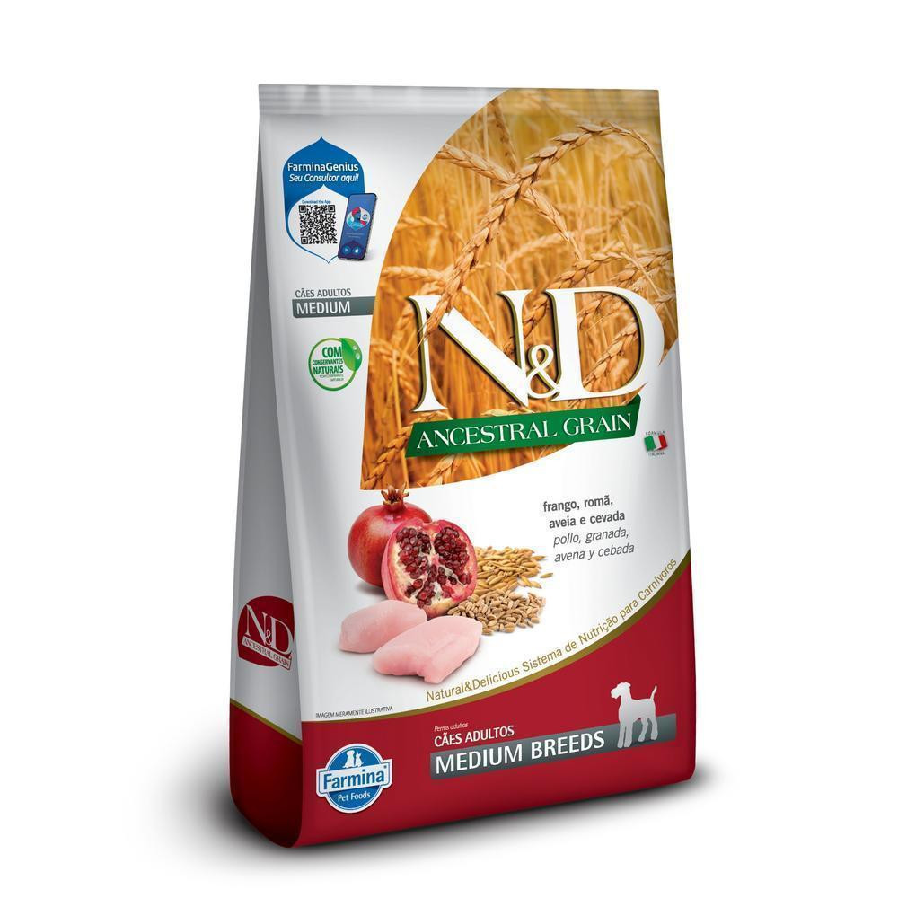 NeD Ancestral para Cães Adultos de Raças Médias Sabor Frango, Romã, Aveia e Cevada 2,5Kg