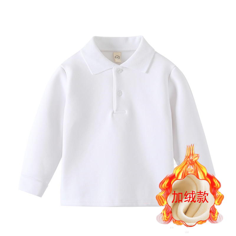 Crianças crianças camisa POLO puro algodão velo camiseta meninos lapela branca meninas de manga comprida médio grande cr