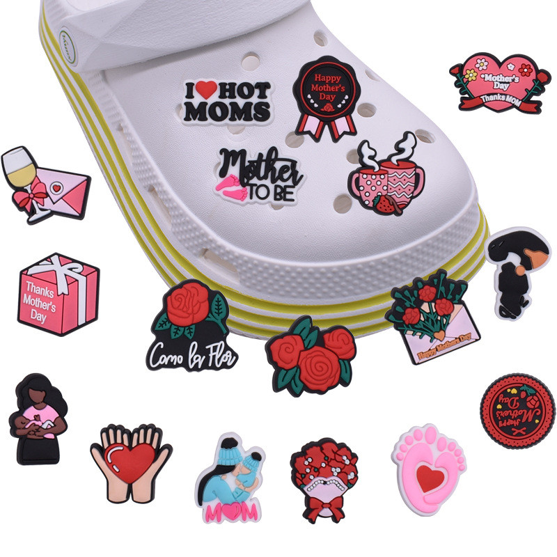  PVC Sapato Encantos Acessórios A Série Mãe Decoração Amor Fivelas Para Tamanco Sandálias Pino Presentes De Aniversá