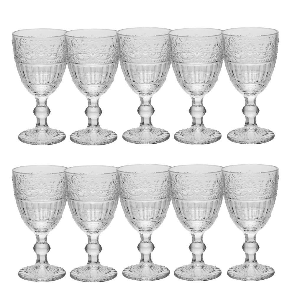 Jogo 10 Taça de Cristal Ecológico para Água Suco Mauve 320ml Transparente Wolff