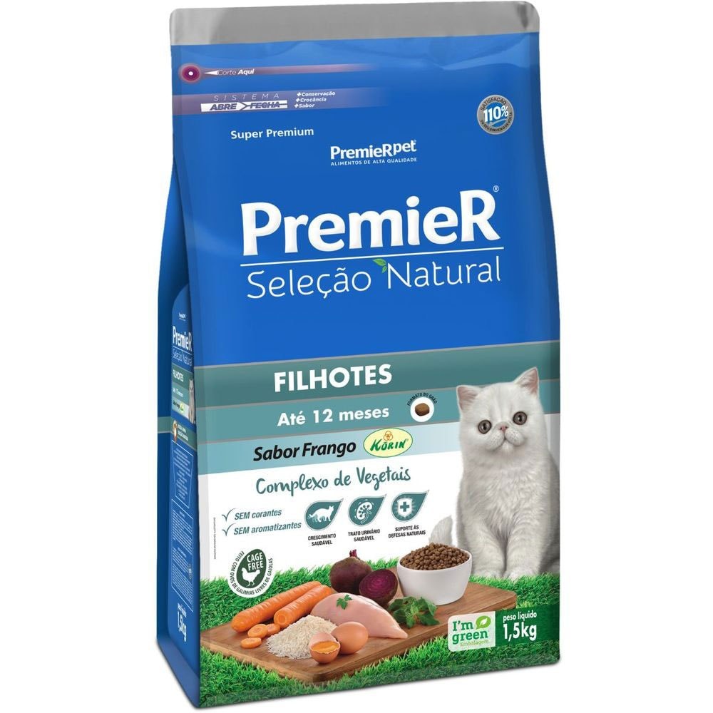 Ração PremieR Seleção Natural gatos filhotes frango 1,5kg