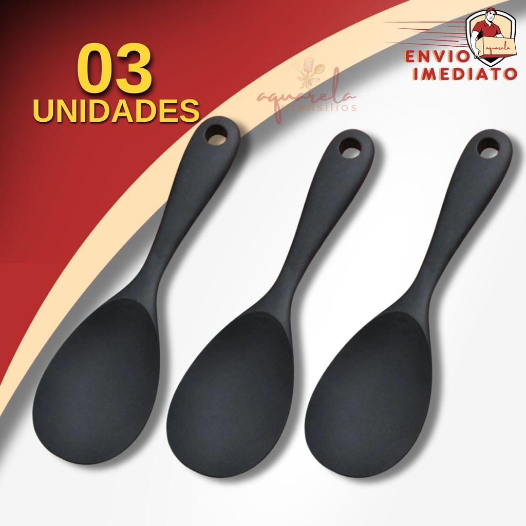 Colher Silicone para Servir Arroz Utensilio de Cozinha que Não Arranha Panela