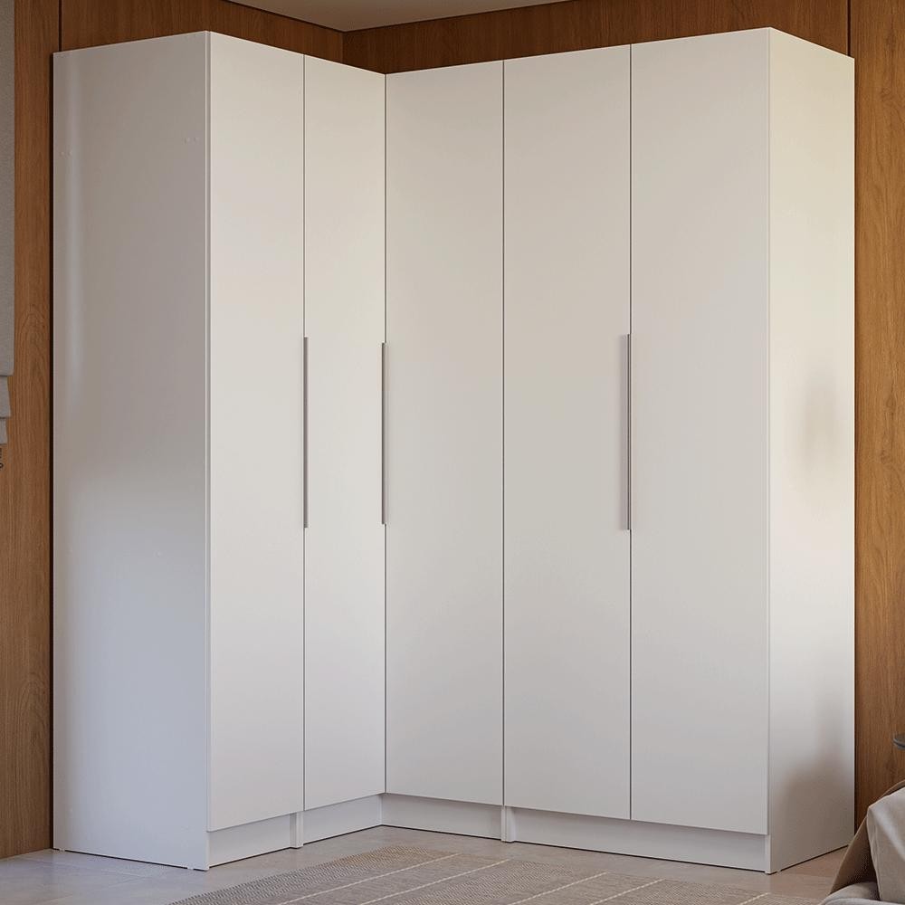 Guarda-Roupa Modulado de Canto 310 cm 5 Portas 2 Gavetas Branco Neo Madesa 01 em Oferta na Shopee