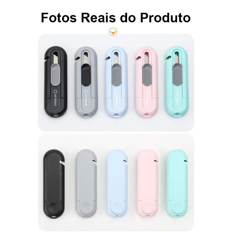 Estilete Retrátil para Caixas-Cortador de Papel e Cartão, Lâmina Afiada, Ideal paraAbrirEncomendas, Pacotes e Artesanato