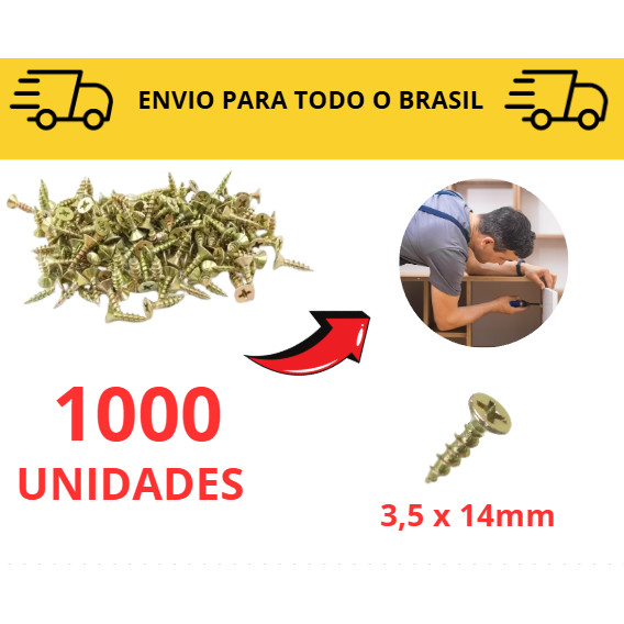 Parafuso Madeira 3,5 x 14/ 100 a 1000 unidades Philips/ MDF/ Móveis/ Marcenaria/ Parafuso