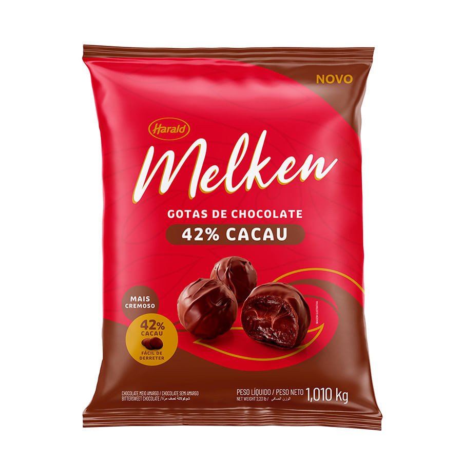 Chocolate Meio Amargo em Gotas 42% Cacau Melken Harald 1,01Kg