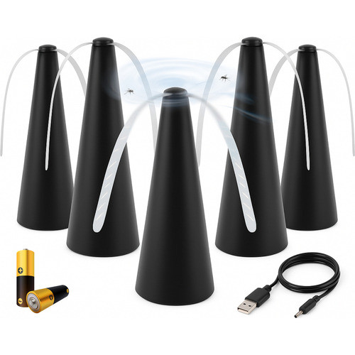 Kit 5 Ventilador Repelente de Mesa Espanta Mosca Mosquito Inseto Preto Hastes Flexíveis
