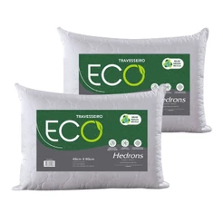 Kit 2 Travesseiros Eco Maxxi Impermeável 45x65cm Branco Poliéster Ecologicamente Lavável Hedrons
