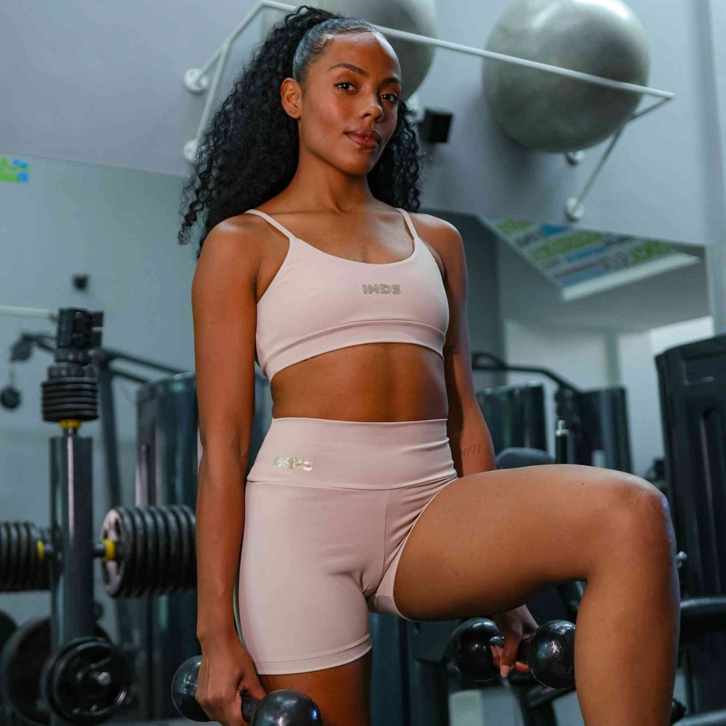 Conjunto Fitness Active Nude Feminino Indrills de compressão Para Corrida Caminhada Academia Crossfit 