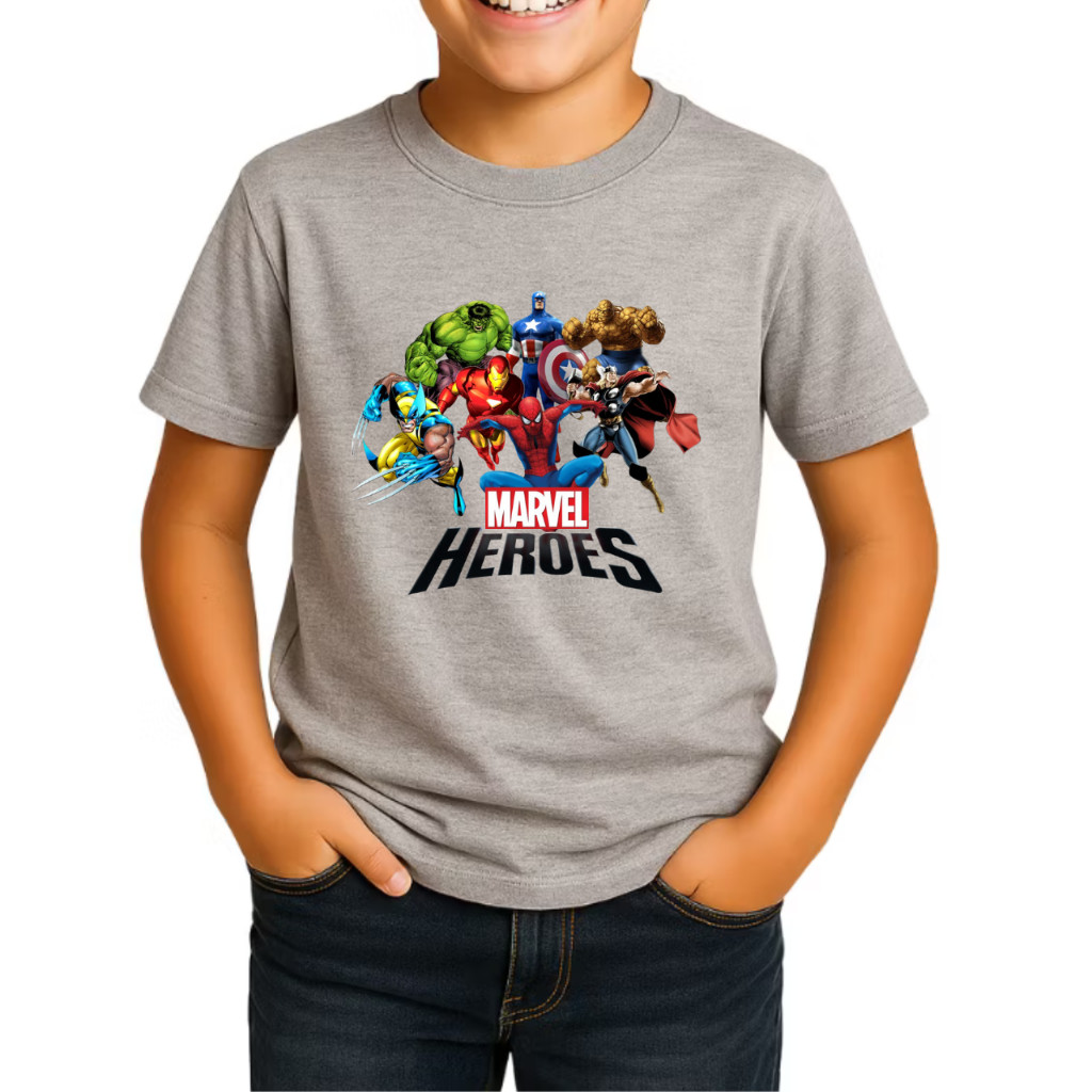 Camiseta Blusa Infantil Juvenil Marvel Herois Camisa 100% Algodão Premium Tendencia Criança