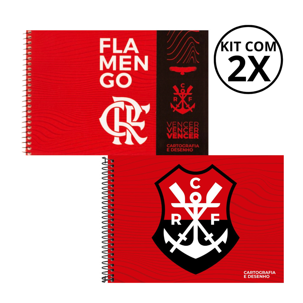 Kit 2 Cadernos De Desenho Universitário Flamengo 80 Folhas- Capa:Flamengo/Remo Vermelho em Oferta na Shopee