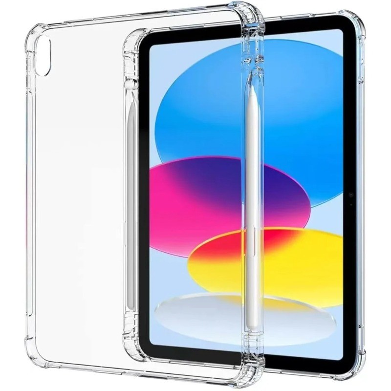 Capa iPad Transparente TPU Slot Caneta Compativel iPad 10 Geracao A16 10.9pol Case Tablet Resistente